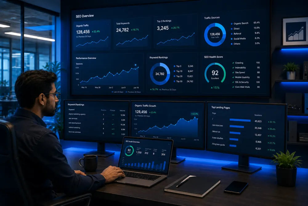 SEO dashboard and analytics overview